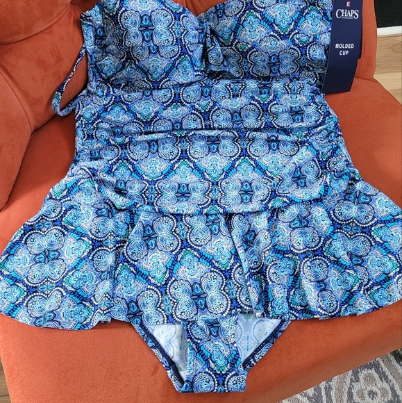 CHAPS Swimwear Skirted One Piece Swimsuit Size 12 - Picture 12 of 14